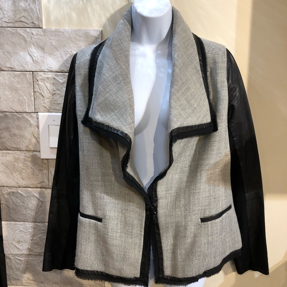 Vince women’s leather & wool fashion jacket